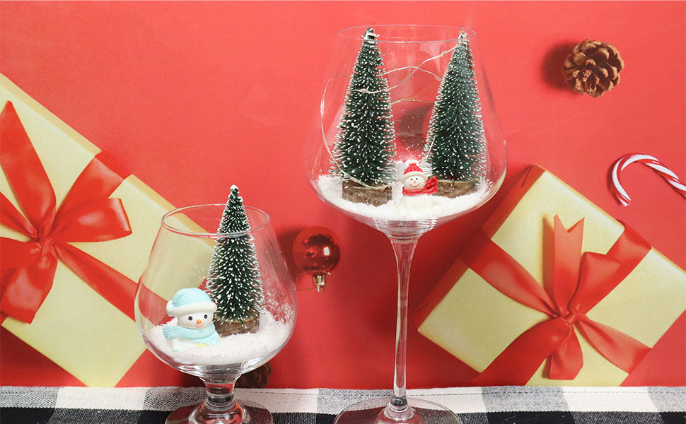 10PCS 4inch Mini Snow Frost Trees Mini Christmas Tree Plastic Winter Snow Ornaments Tabletop Trees for Holiday Party DIY Room Decor Home Table Top Christmas Decoration