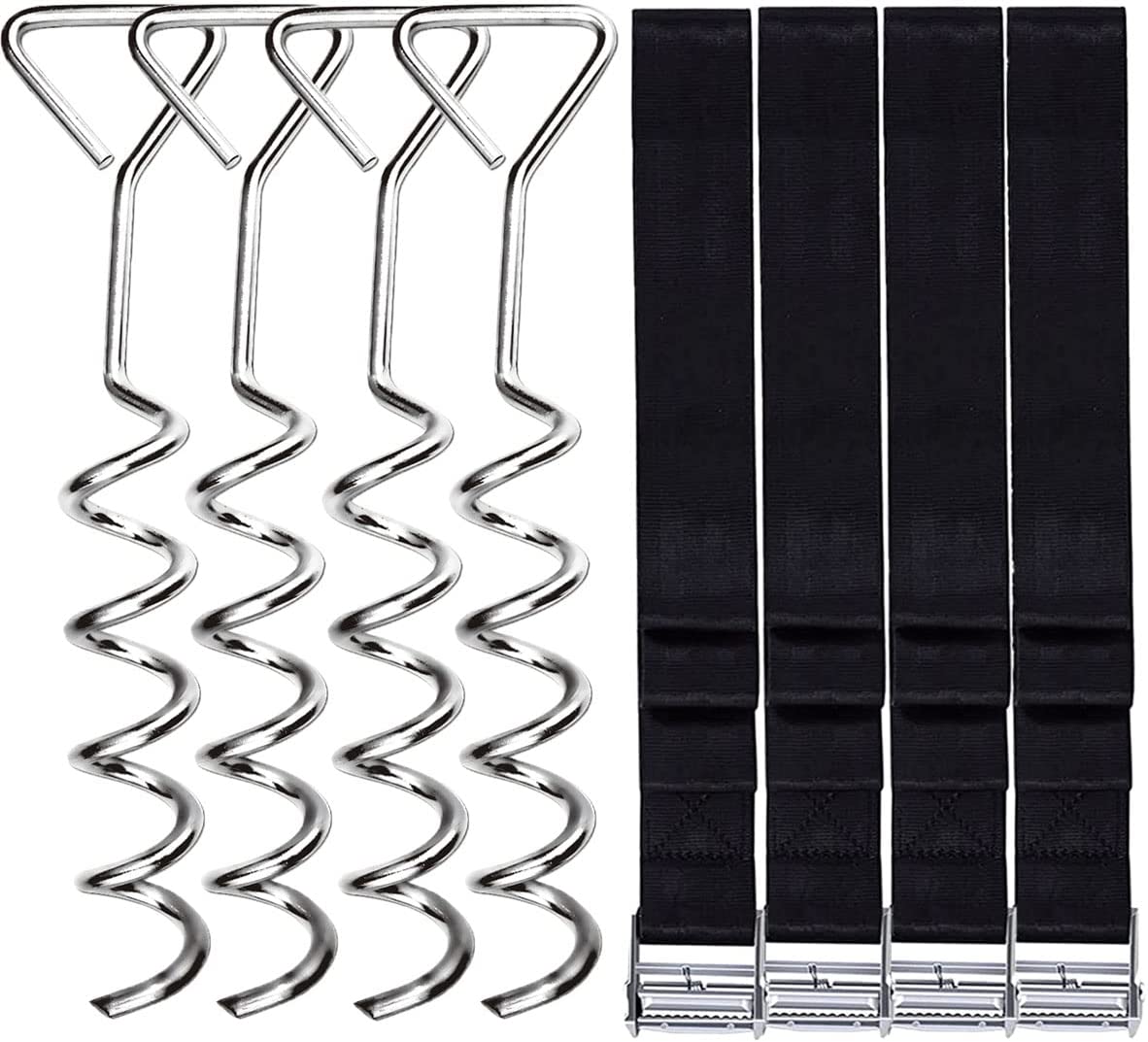 Heavy Duty Trampoline Stakes Anchors High Wind,Galvanized Steel Trampoline Anchors Kit for 15ft,14ft,12ft,10ftTrampoline,15.8inch Ground Anchors Trampoline Accessories