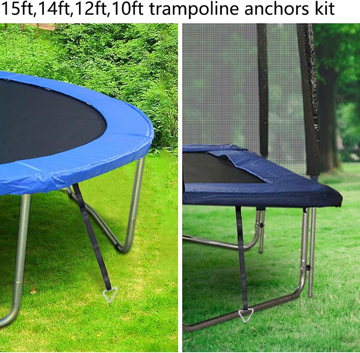 Heavy Duty Trampoline Stakes Anchors High Wind,Galvanized Steel Trampoline Anchors Kit for 15ft,14ft,12ft,10ftTrampoline,15.8inch Ground Anchors Trampoline Accessories